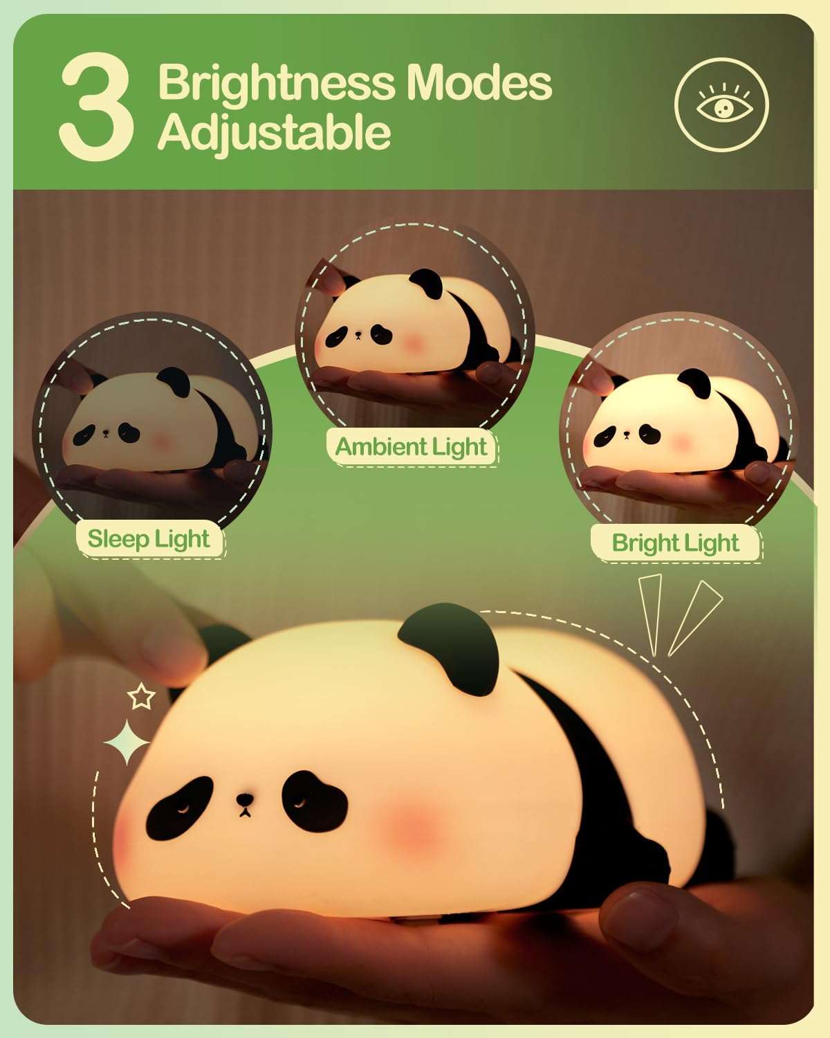 Panda Night Lights For Kids Cute Animal Silicone Timing Rechargeable Lamp Cartoon Panda Bedroom Decoration Kids Boys Girls Gift