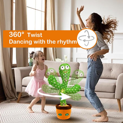 Dancing Mimicking Talking Cactus Toy,Funny Gift for Toddler 1 2 3 Year Old Boy Girl,Singing Record Repeat What You Say Light Up Baby Infant Toys 6-12 12-18 Months (Volume Adjustment)