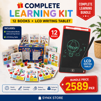 🎁 Complete Learning Kit — 12 Books + LCD Writing Tablet