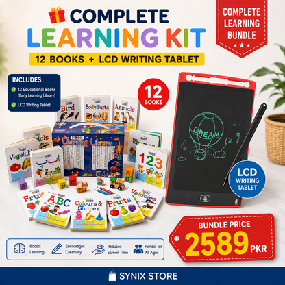 🎁 Complete Learning Kit — 12 Books + LCD Writing Tablet