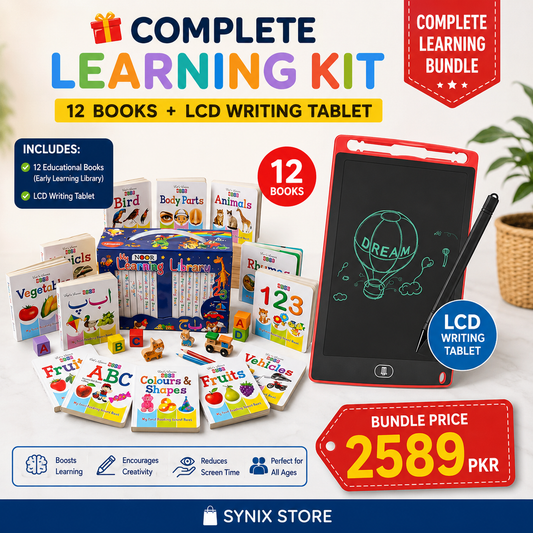 🎁 Complete Learning Kit — 12 Books + LCD Writing Tablet