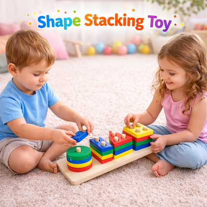 Wooden Geometric Shape Blocks For Kids