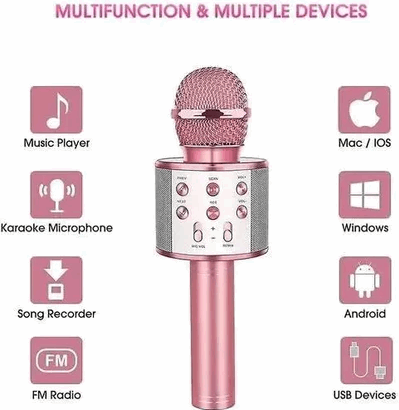 Wireless Microphone with Bluetooth Karaoke – 3-in-1 Mic, Speaker & Recorder