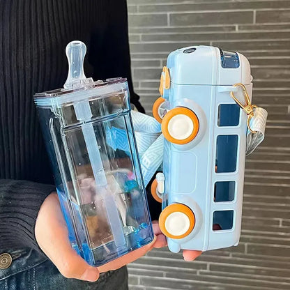 Car Design Kids Water Bottle with Strap – Leakproof & BPA-Free