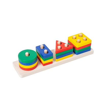 Wooden Geometric Shape Blocks For Kids - 4 Shapes