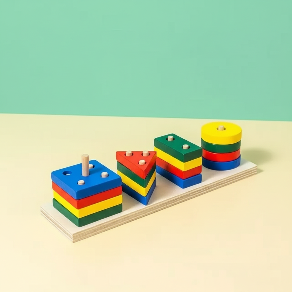 Wooden Geometric Shape Blocks For Kids