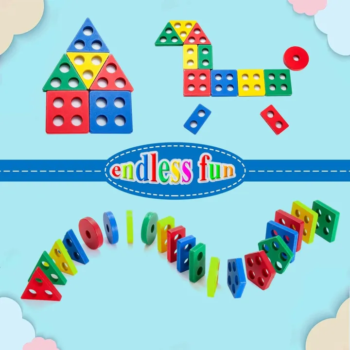 Wooden Geometric Shape Blocks For Kids - 4 Shapes