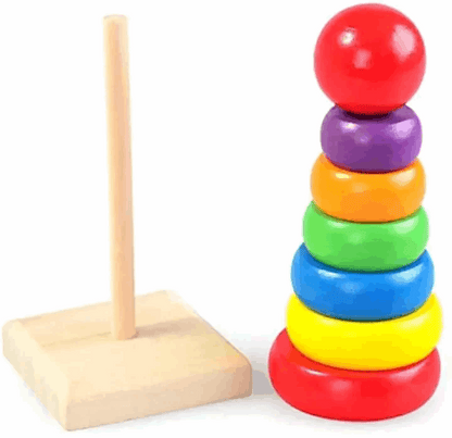 Wooden Stacking Rainbow Tower For Kids