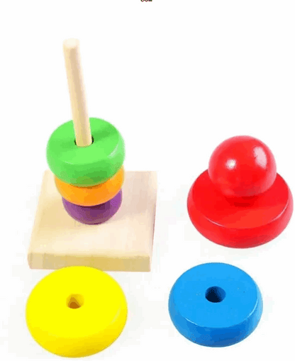 Wooden Stacking Rainbow Tower For Kids