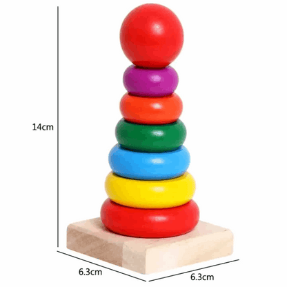 Wooden Stacking Rainbow Tower For Kids