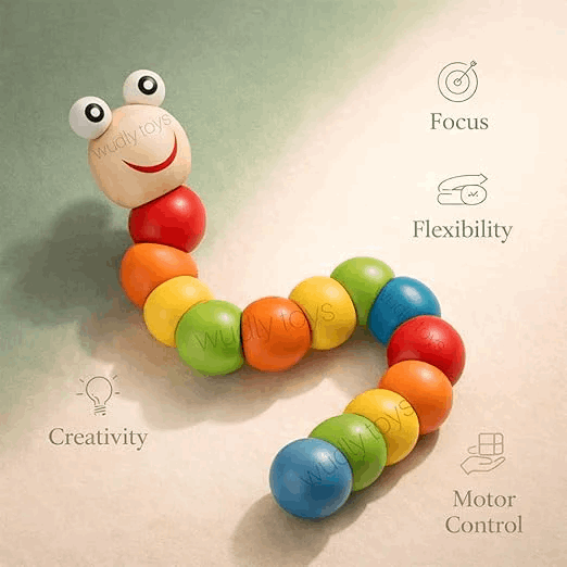 Flexible Wooden Caterpillar Twist Toy for Kids (2025-55)
