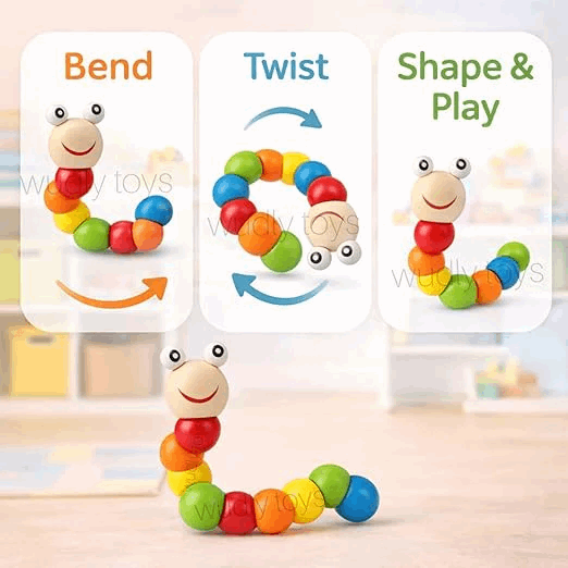 Flexible Wooden Caterpillar Twist Toy for Kids (2025-55)