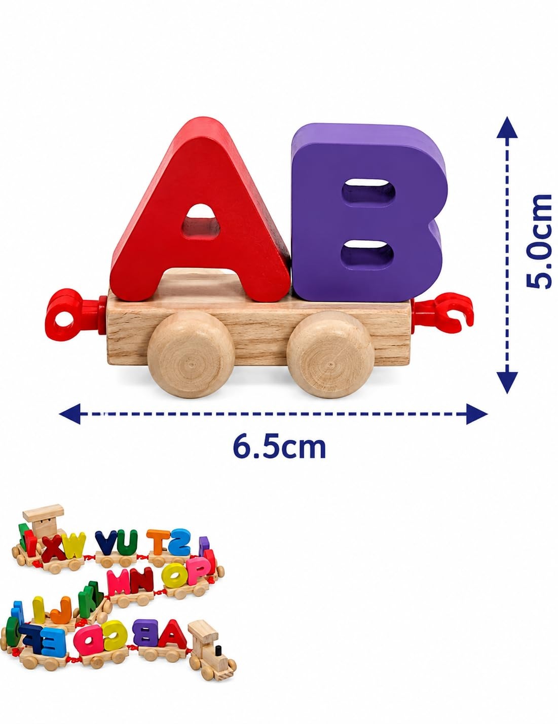 Wooden Alphabet Train Set for Kids – A to Z Letter Learning Toy, Educational ABC Train, Preschool Learning Toy for Toddlers Boys & Girls