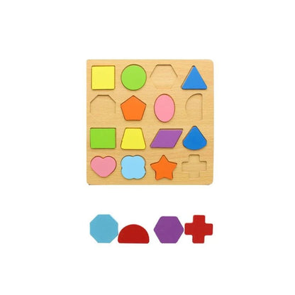 3D Wooden Alphabet, Number &amp; Shapes Puzzle Board