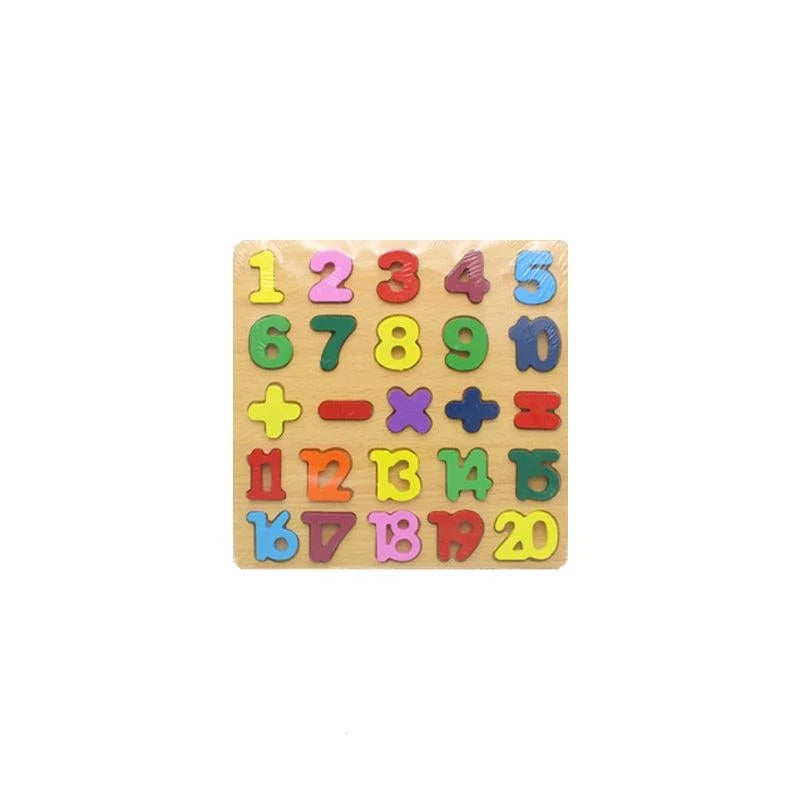 3D Wooden Alphabet, Number &amp; Shapes Puzzle Board