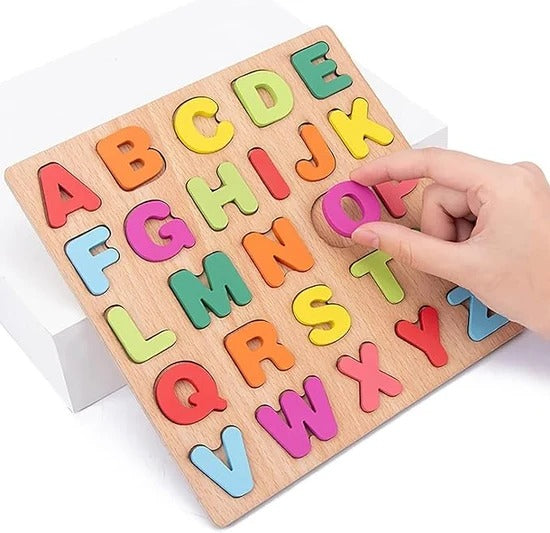 Wooden Early Learning Puzzle Boards - English, Math & Shapes (Set of 3)
