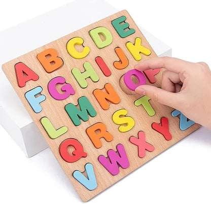 Wooden Early Learning Puzzle Boards - English, Math & Shapes (Set of 3)