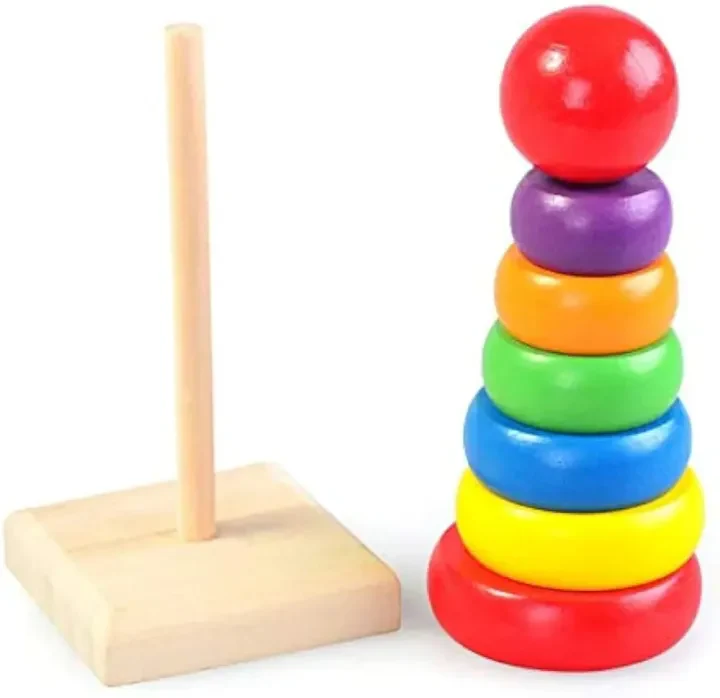 Wooden Stacking Rainbow Tower For Kids