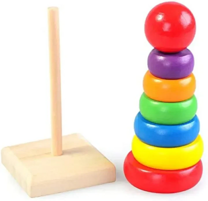Wooden Stacking Rainbow Tower For Kids