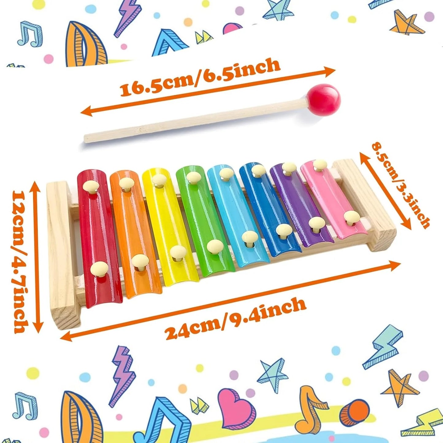 8-Note Wooden Xylophone – Musical Learning Toy for Kids