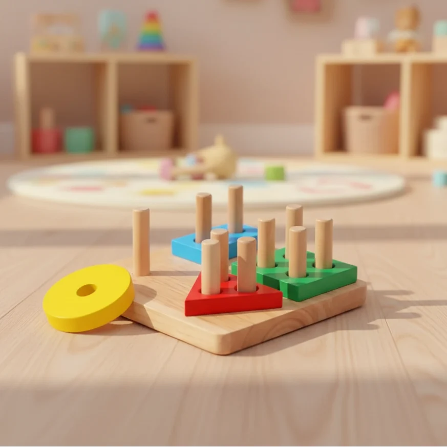 Wooden Geometric Shape Blocks For Kids - 4 Shapes