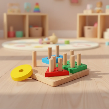 Wooden Geometric Shape Blocks For Kids - 4 Shapes