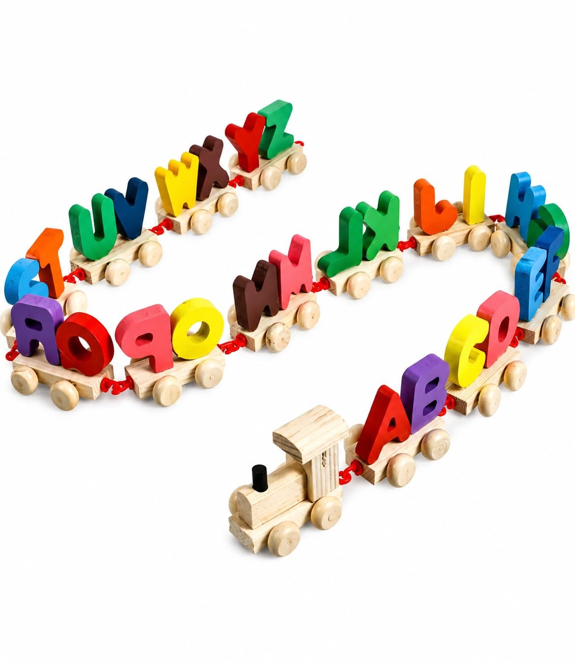 Wooden Alphabet Train Set for Kids – A to Z Letter Learning Toy, Educational ABC Train, Preschool Learning Toy for Toddlers Boys & Girls