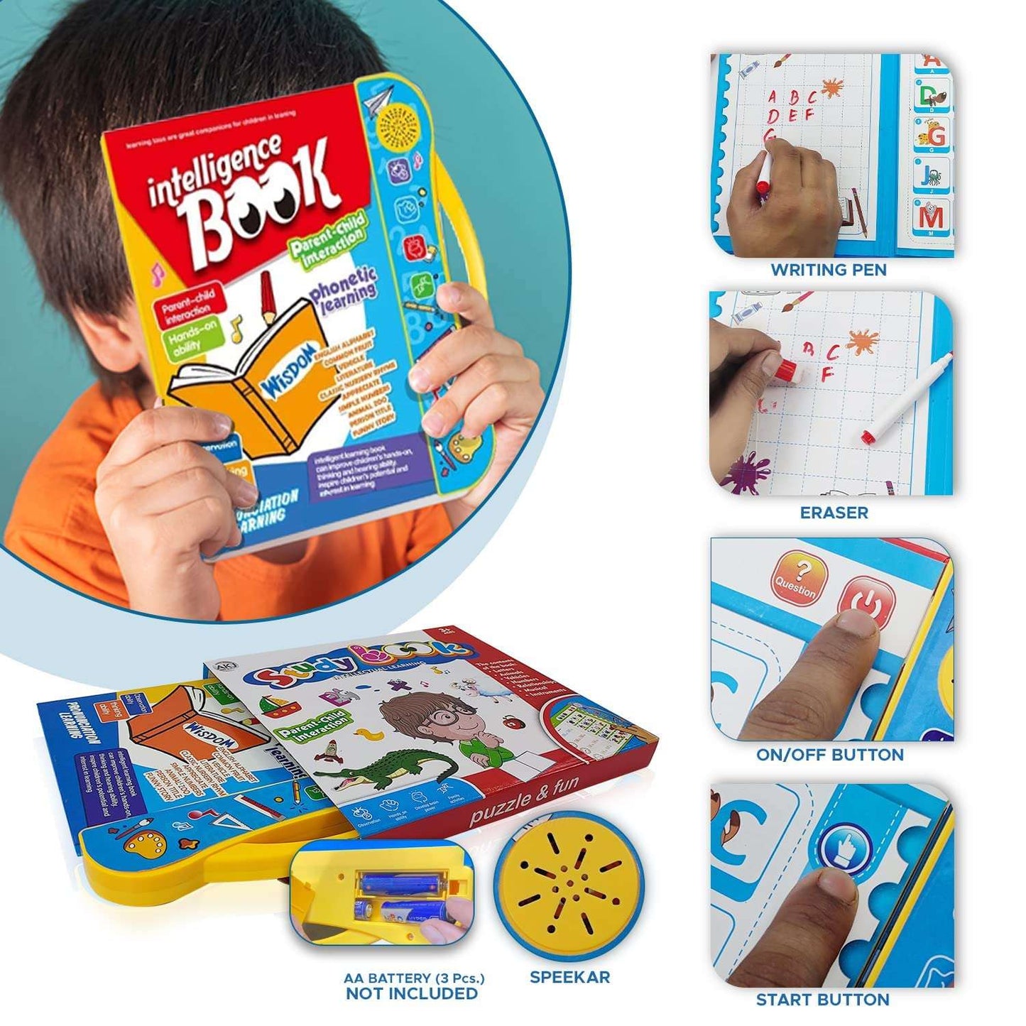 Preschool Learning Book ,Alphabets, Numbers, Animals & Music & Touch Features,